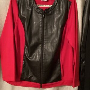 Chico's Red and Black Leather Jacket